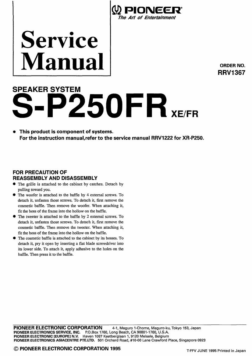 pioneer sp 250 fr service manual