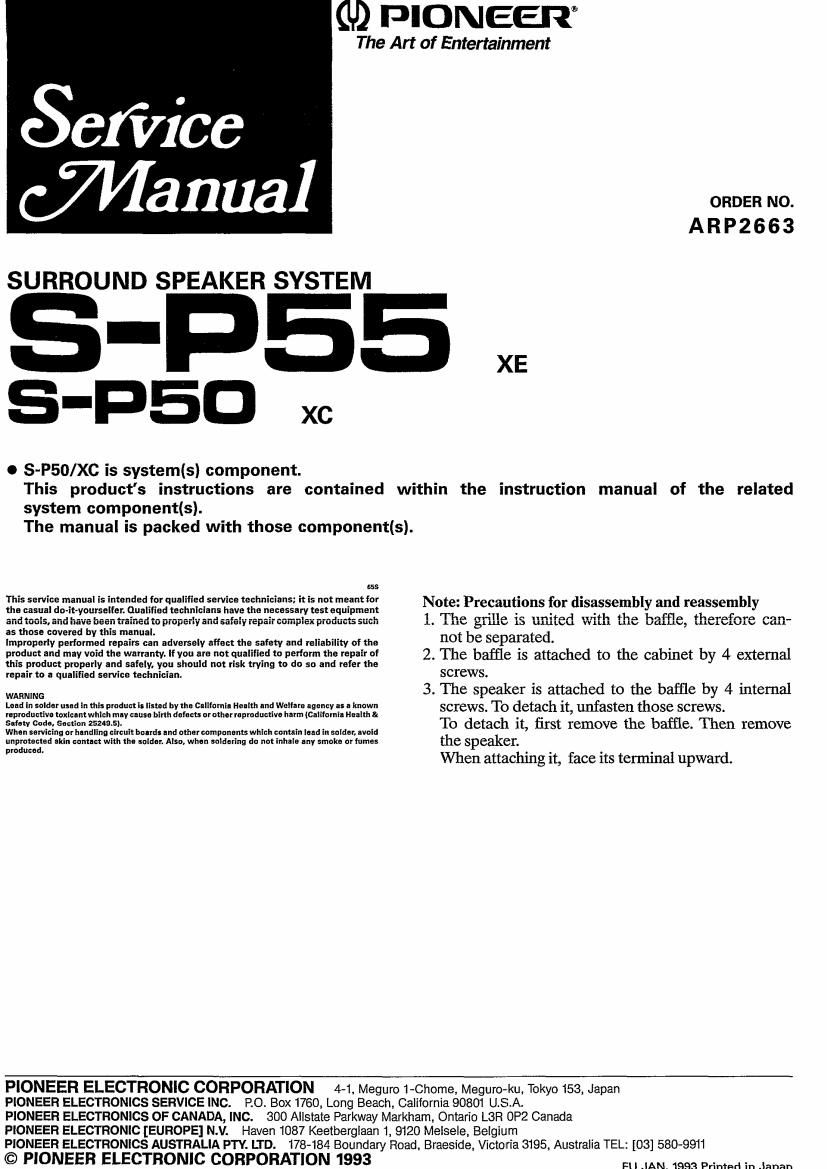 pioneer sp 50 service manual