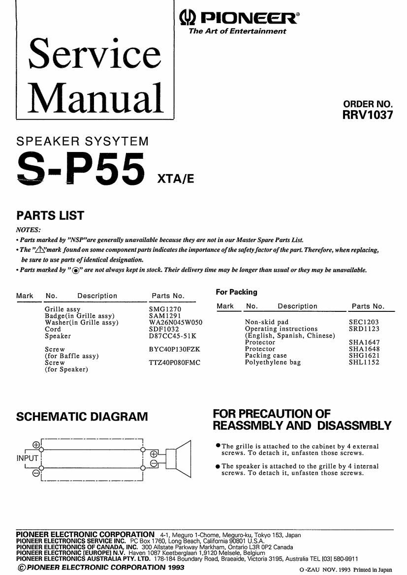 pioneer sp 55 service manual