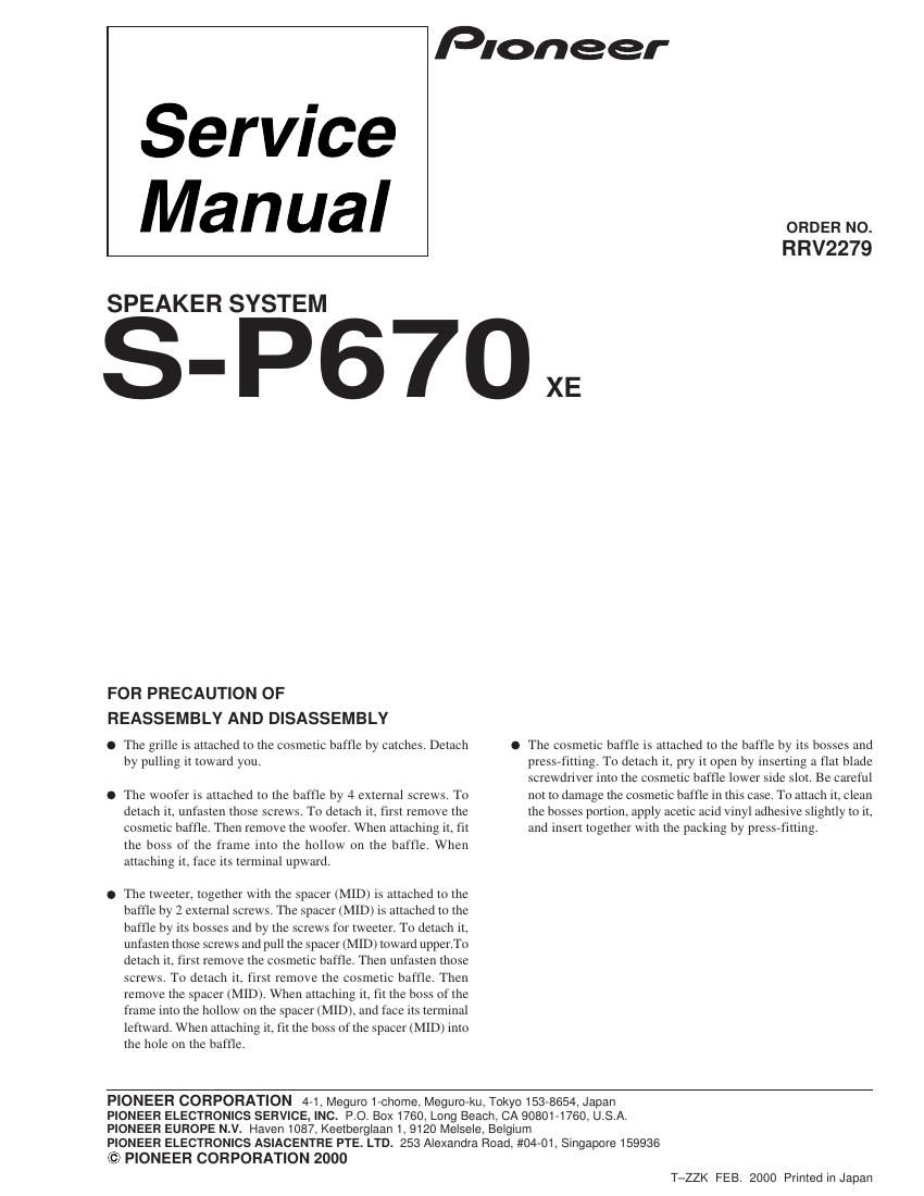 pioneer sp 670 service manual