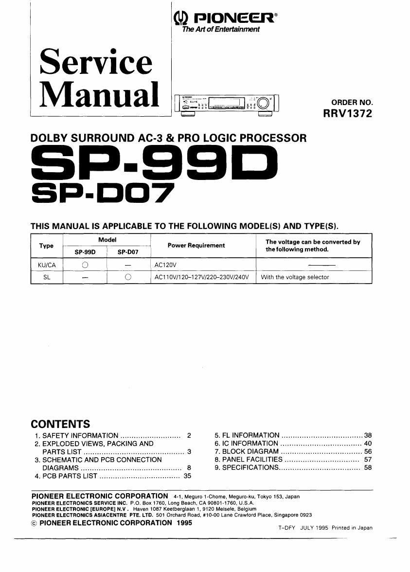 pioneer sp 99 d service manual