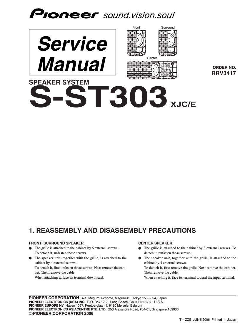 pioneer sst 303 service manual