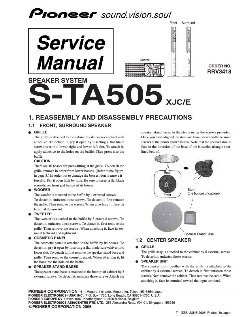 pioneer sta 505 service manual