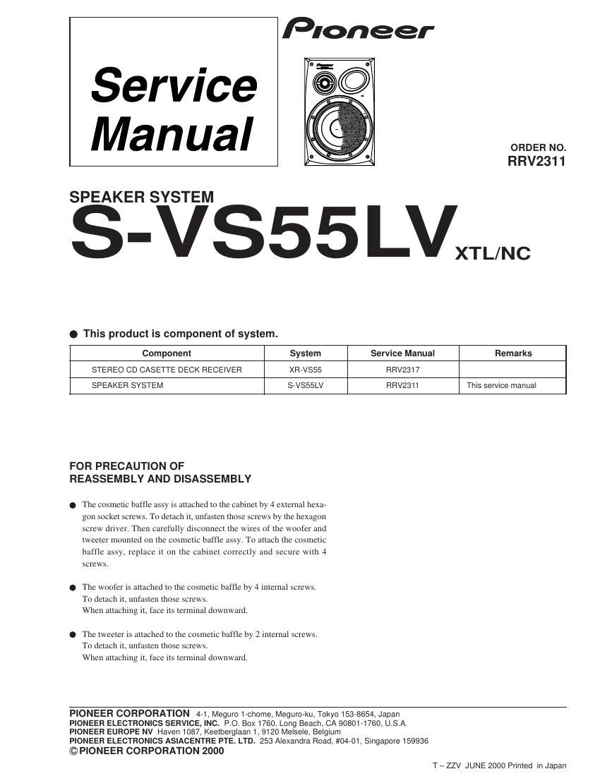 pioneer svs 55 lv service manual