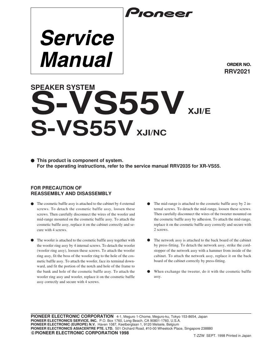 pioneer svs 55 v service manual