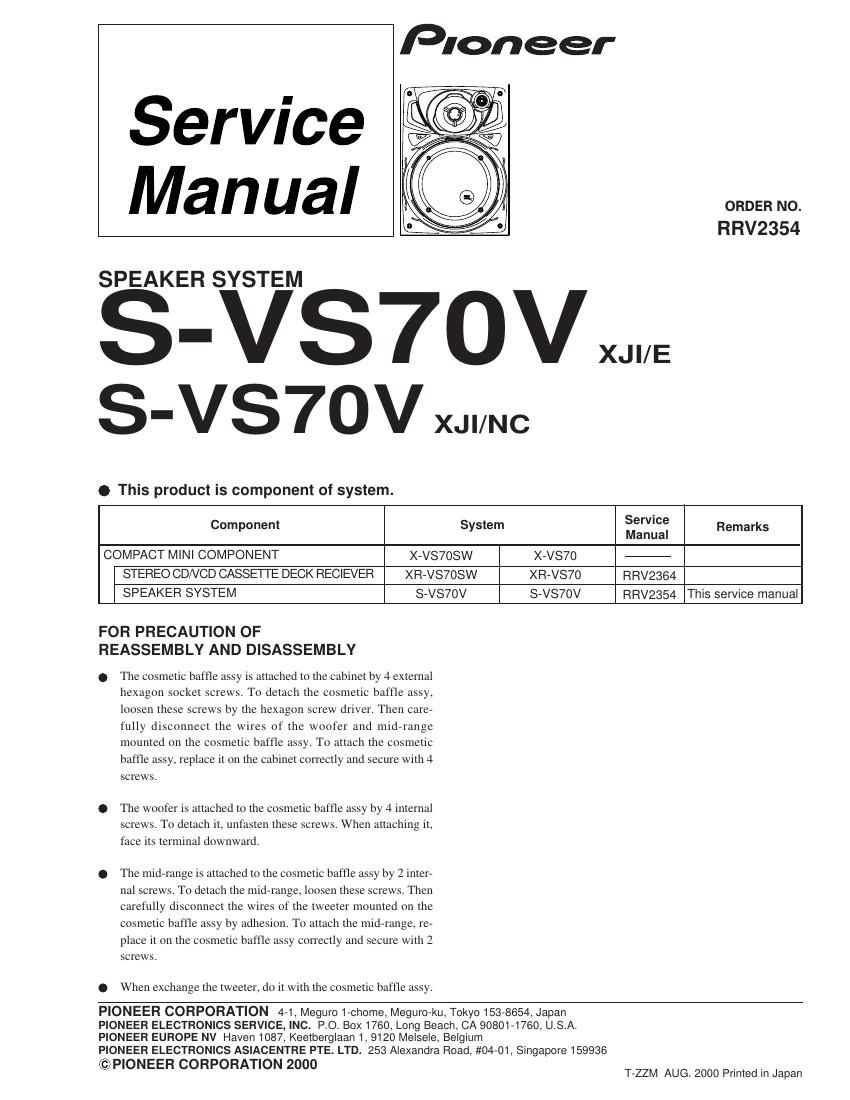 pioneer svs 70 v service manual