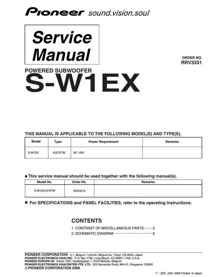 pioneer sw 1 ex service manual