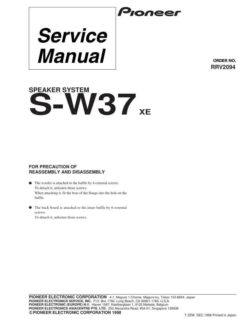 pioneer sw 37 service manual