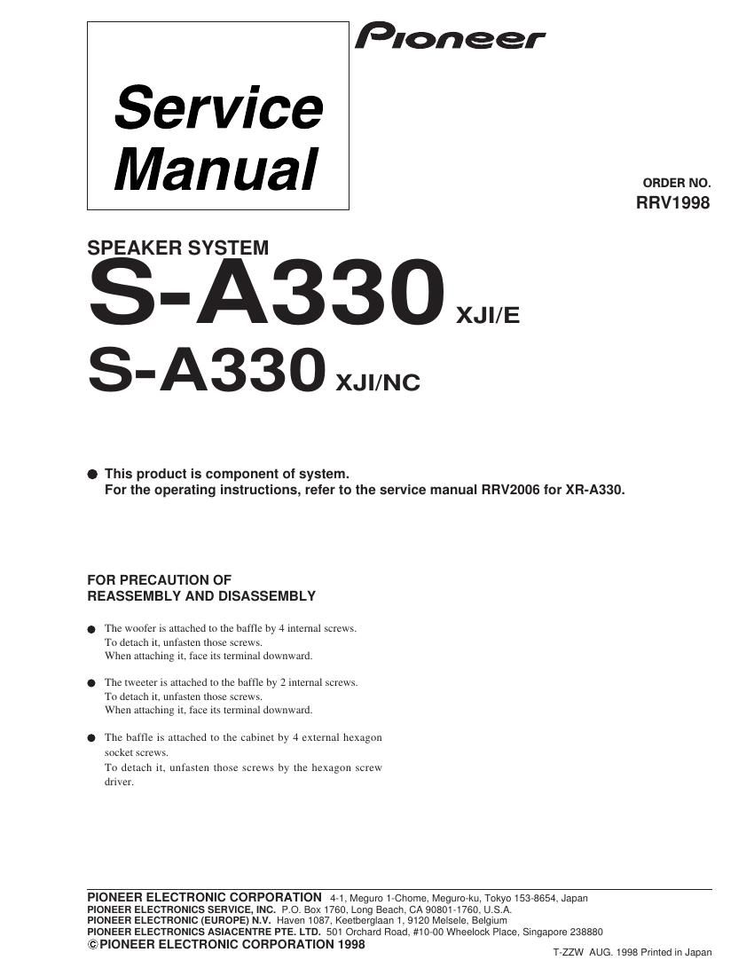 pioneer sa 330 service manual