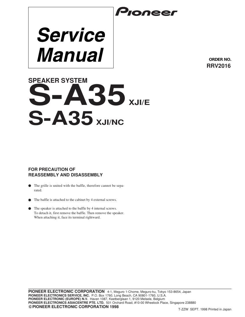 pioneer sa 35 service manual