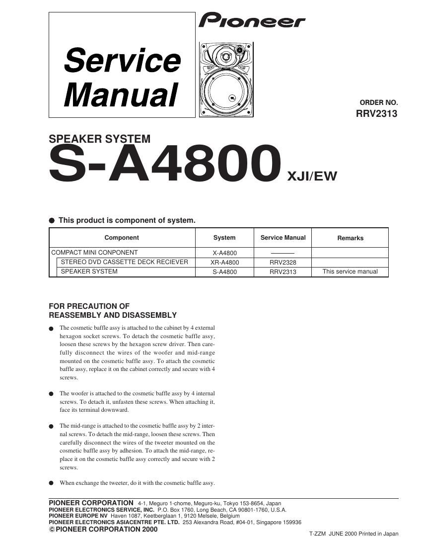 pioneer sa 4800 service manual