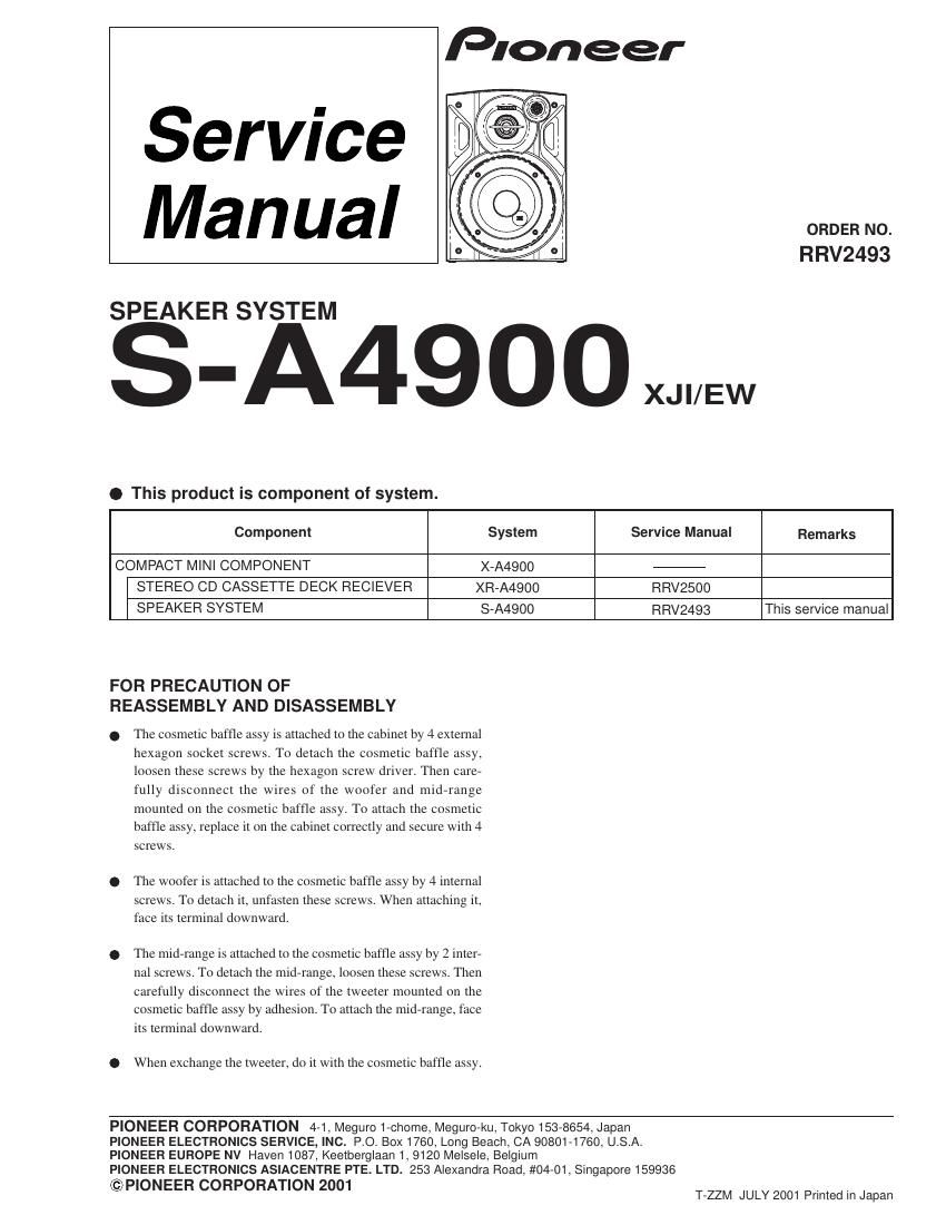 pioneer sa 4900 service manual