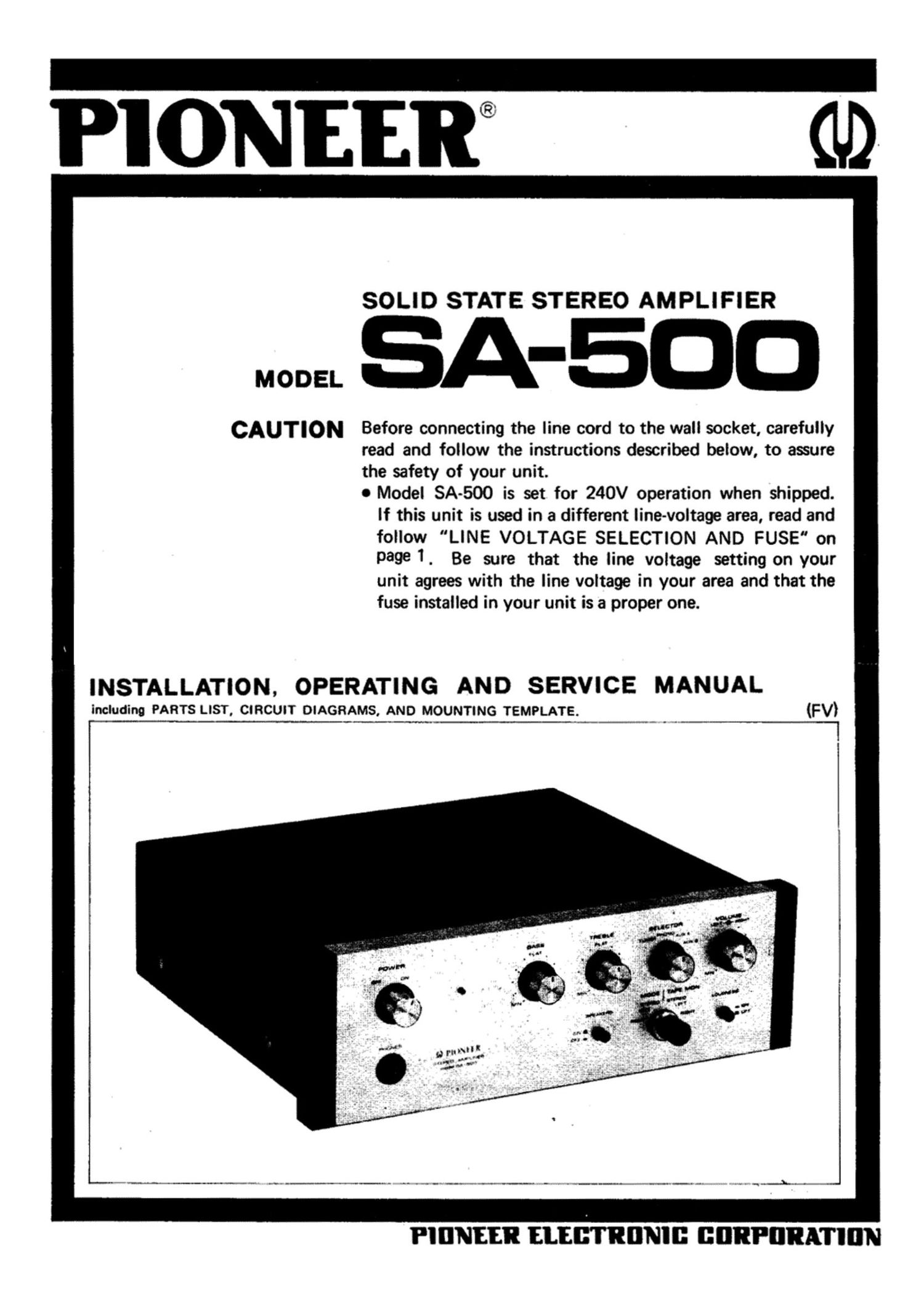 pioneer sa 500 owners manual