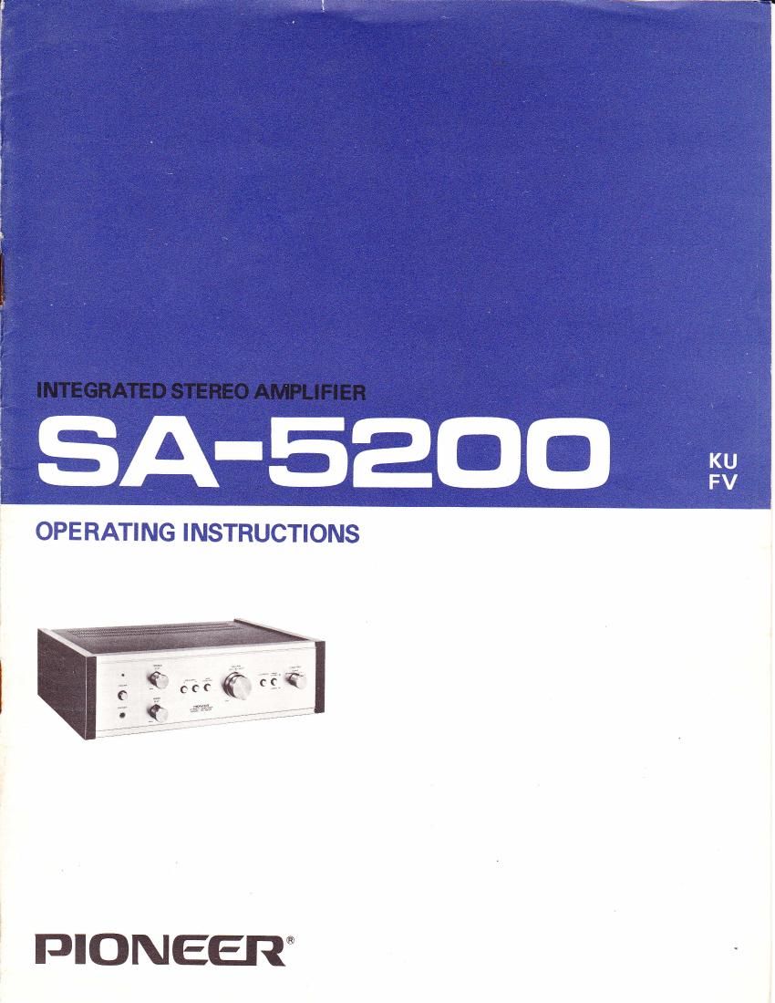 pioneer sa 5200 owners manual