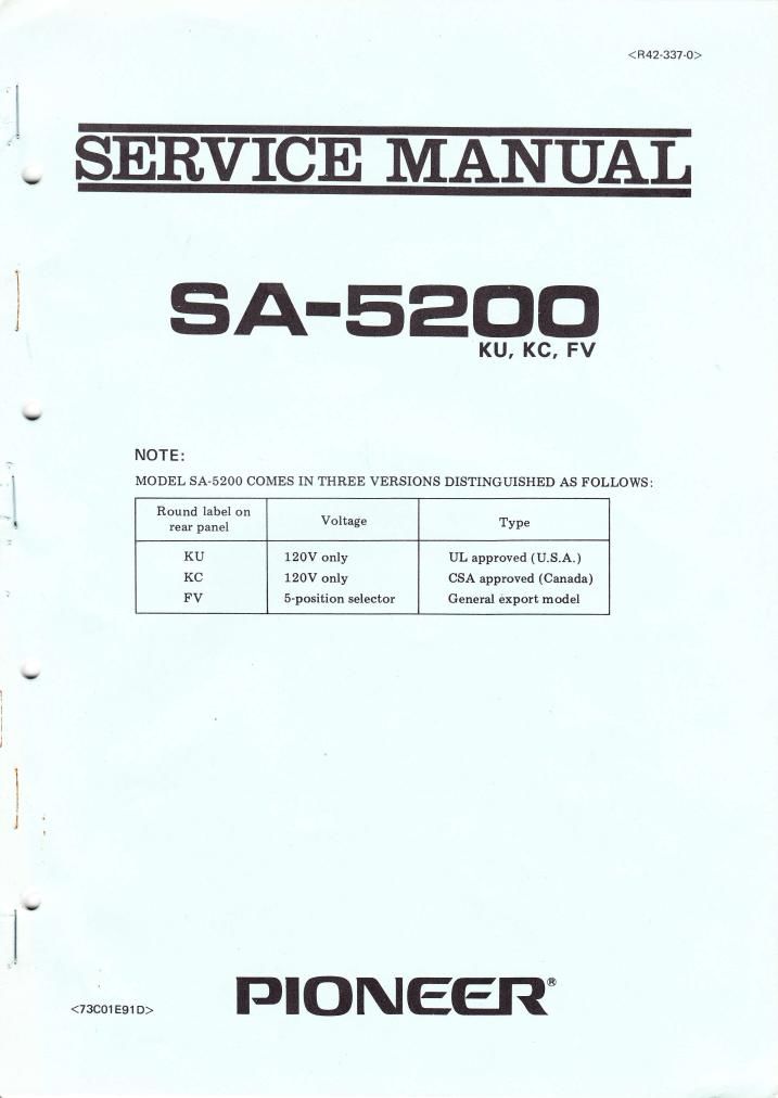 pioneer sa 5200 service manual