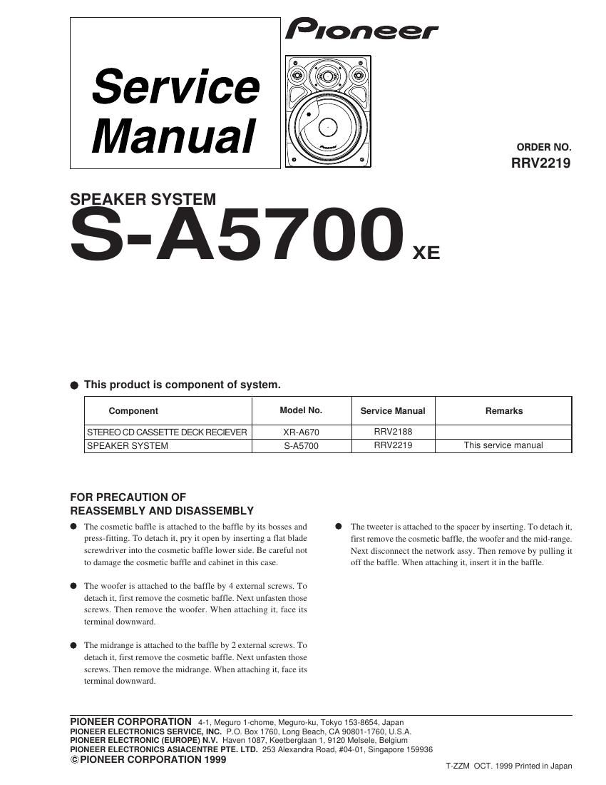 pioneer sa 5700 service manual