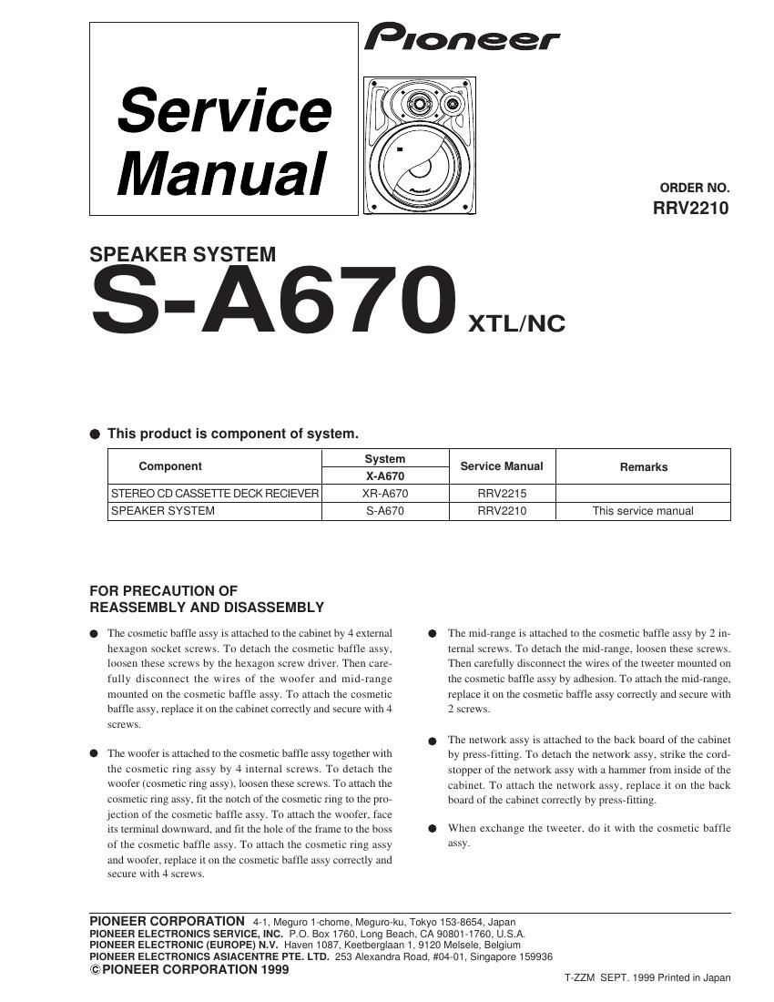 pioneer sa 670 service manual