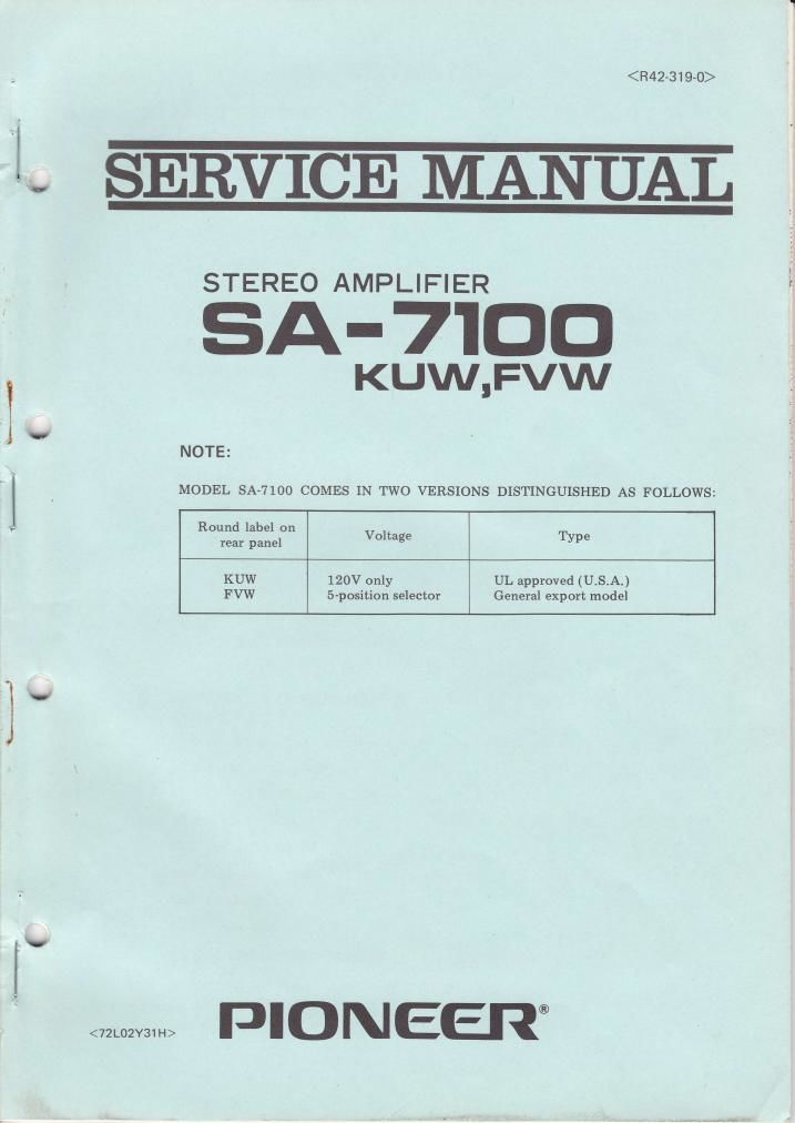 pioneer sa 7100 service manual