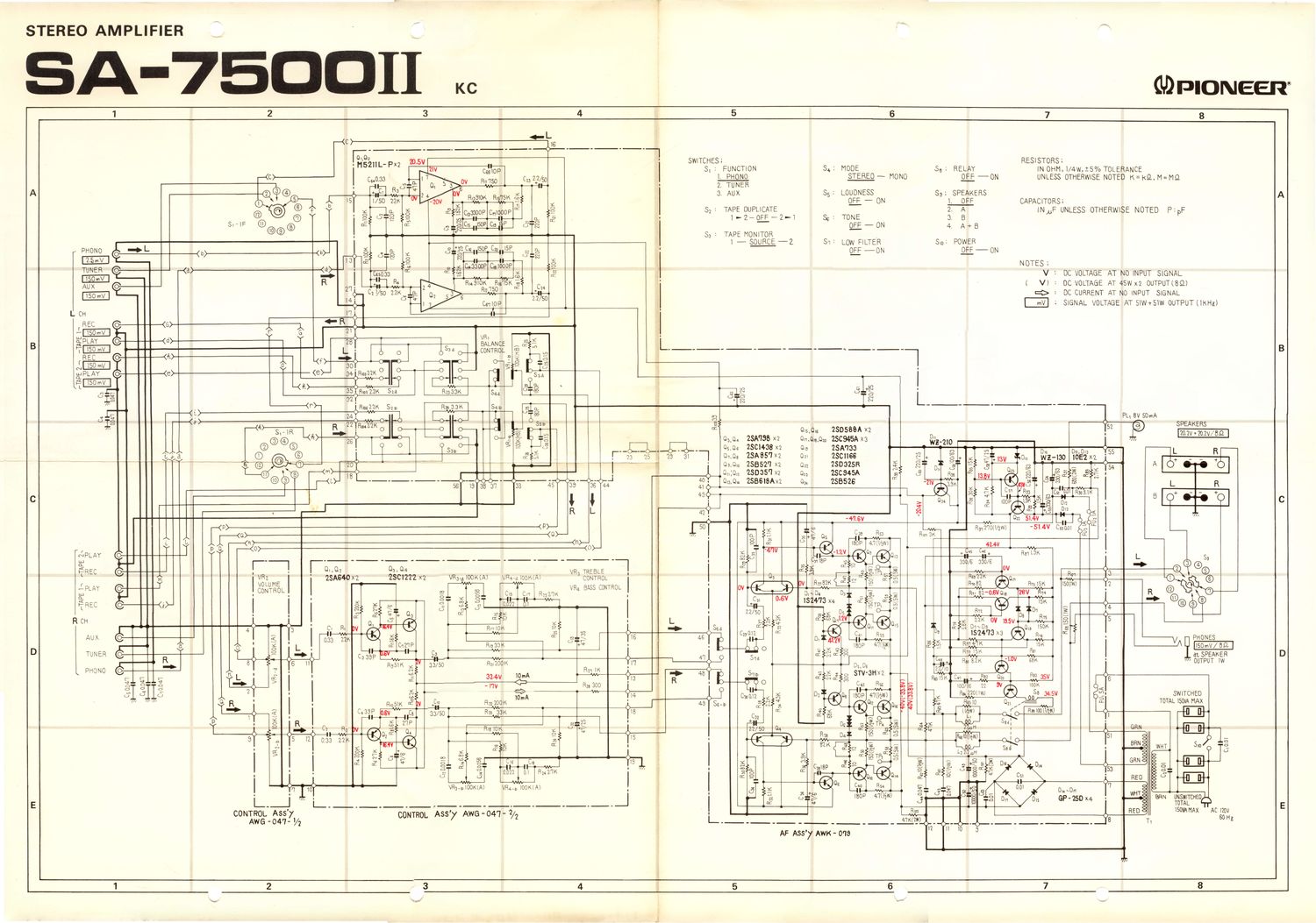 pioneer sa 7500 mk2 schematic