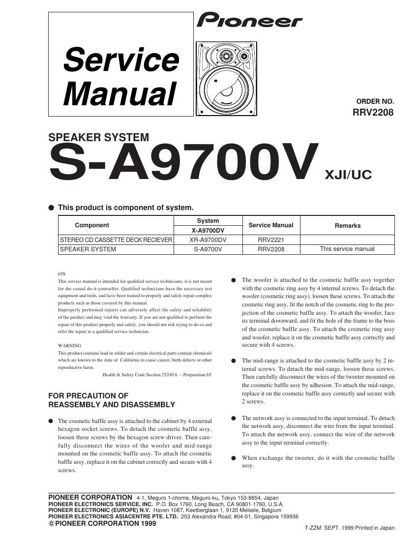 pioneer sa 9700 v service manual