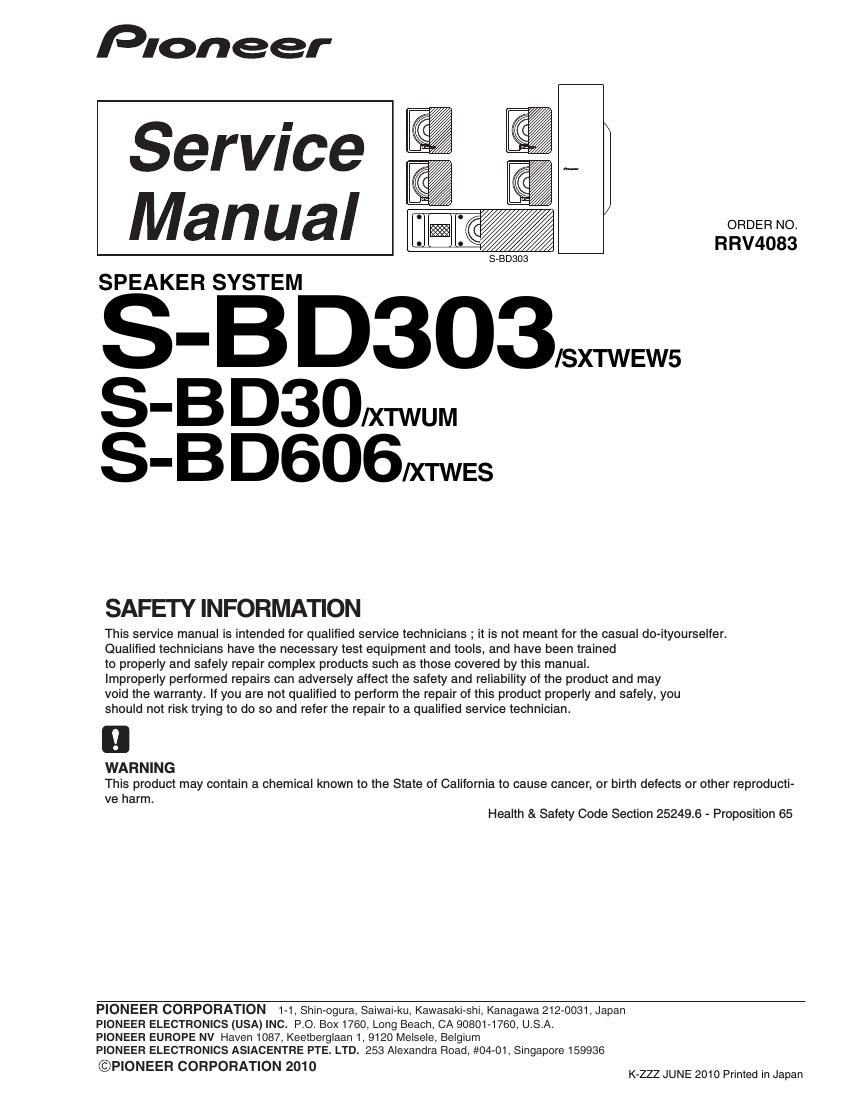 pioneer sbd 30 service manual