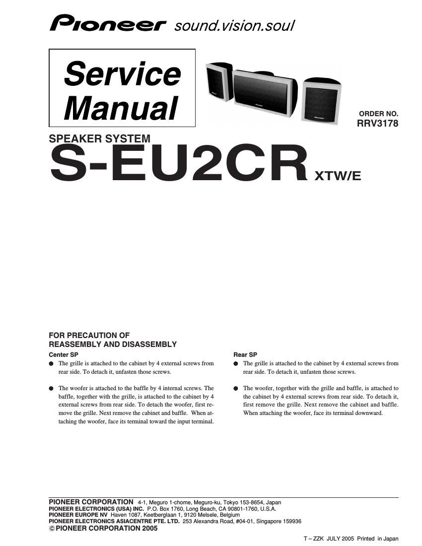 pioneer seu 2 cr service manual