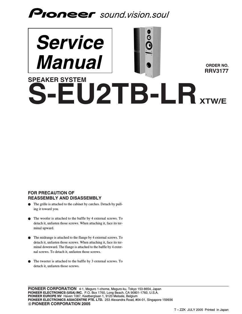 pioneer seu 2 tblr service manual