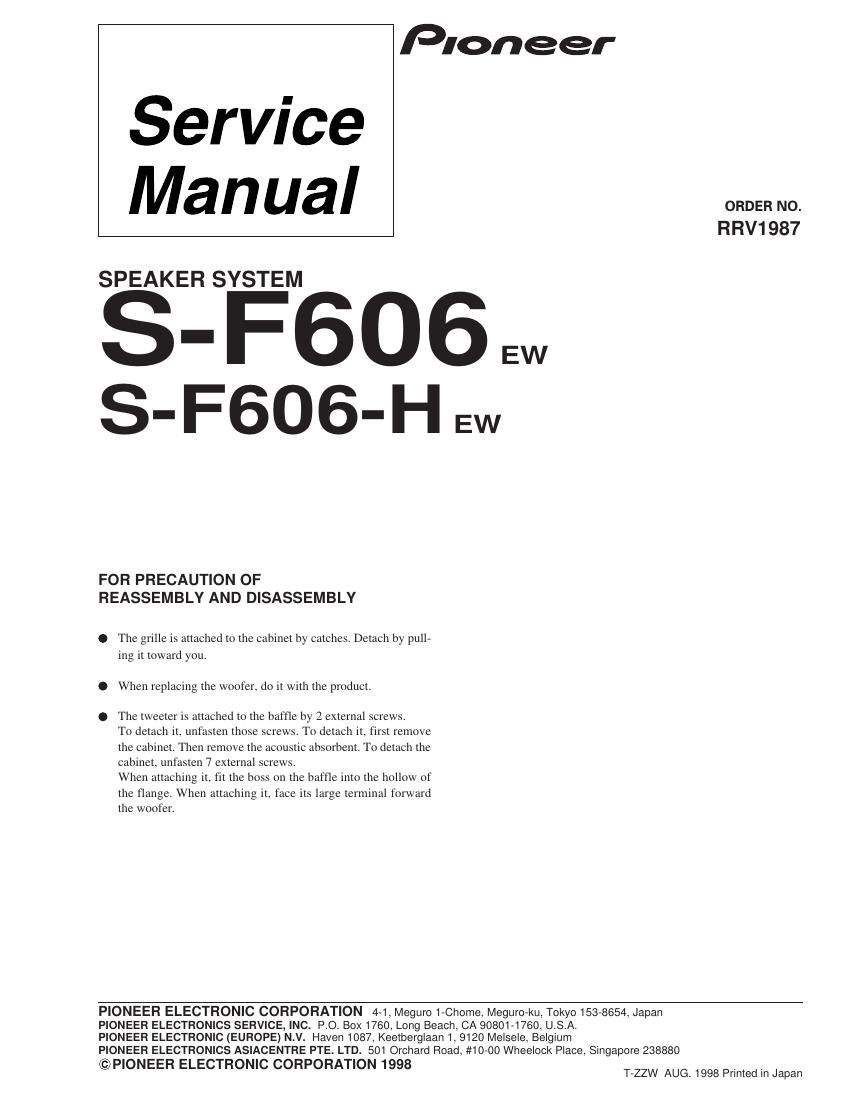 pioneer sf 606 service manual