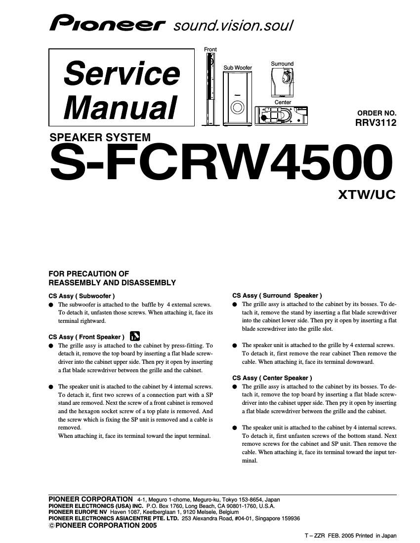 pioneer sfcrw 4500 service manual