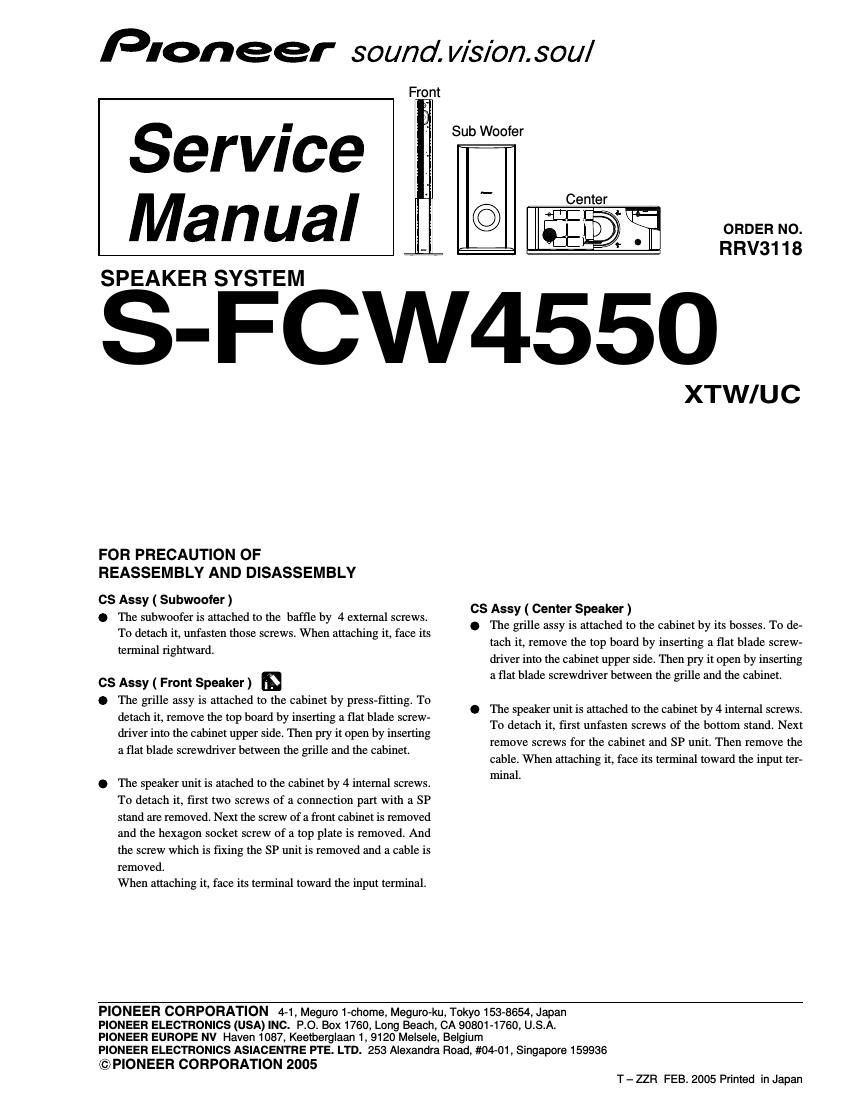 pioneer sfcw 4550 service manual