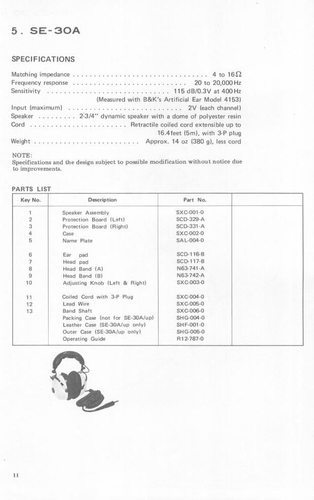 pioneer se 30 a service manual