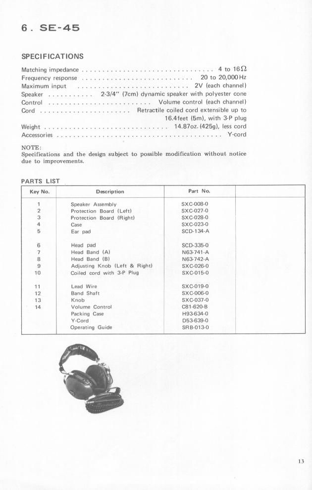 pioneer se 45 service manual