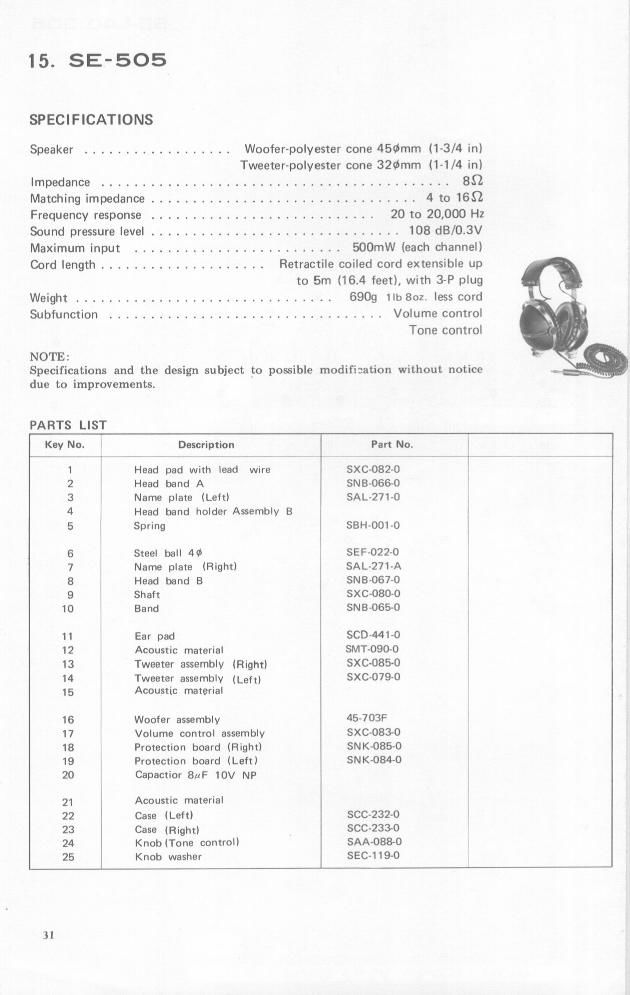 pioneer se 505 service manual