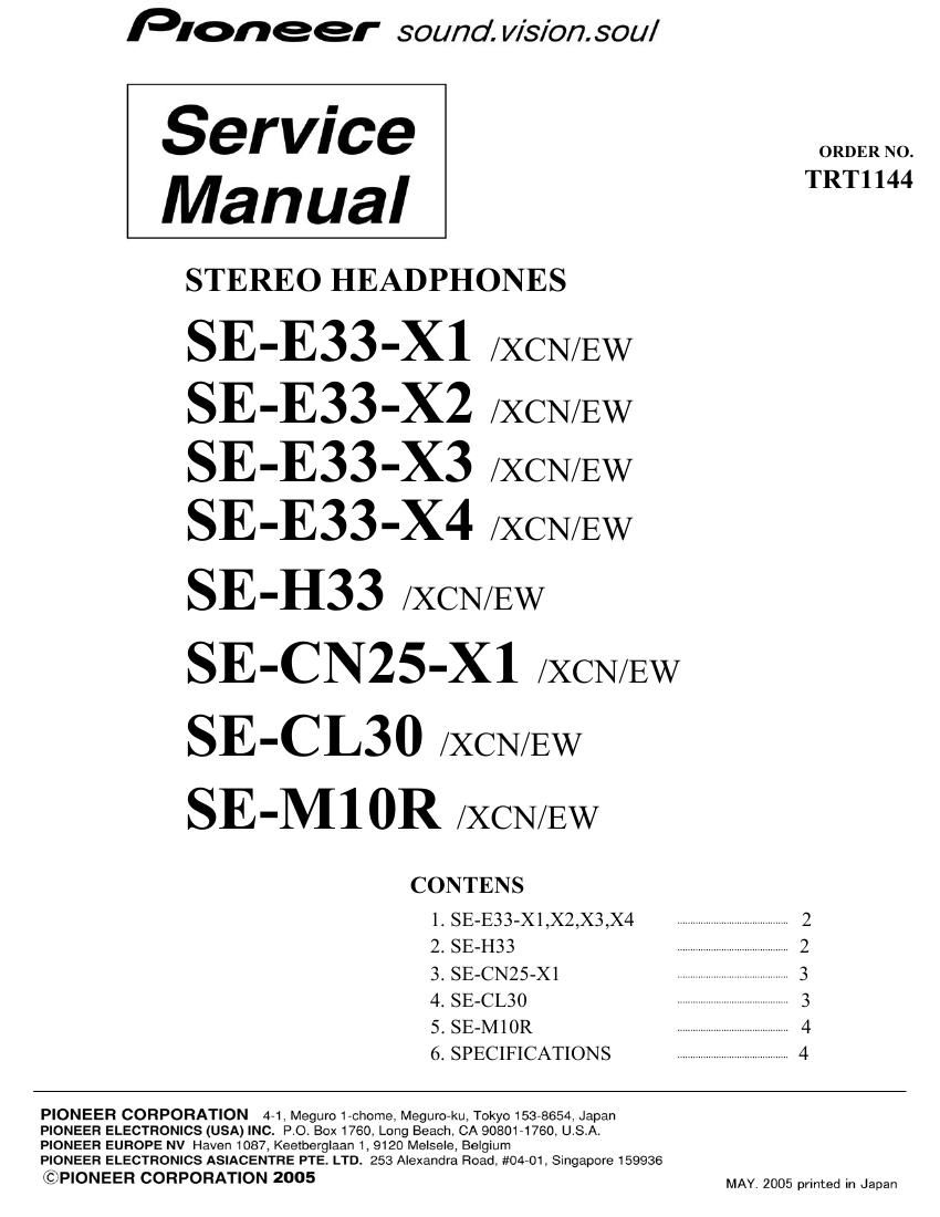 pioneer see 33 x 3 service manual