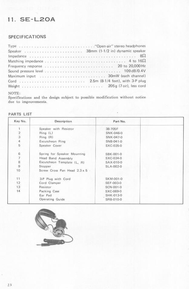 pioneer sel 20 a service manual