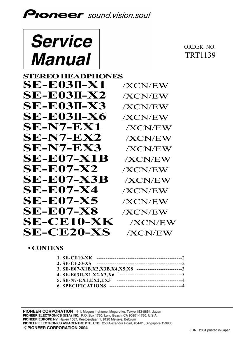 pioneer sen 7 ex 1 service manual