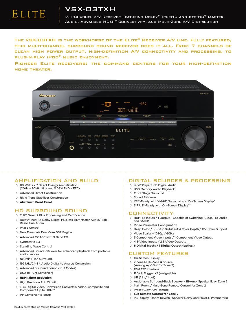 pioneer vsx 03 txh brochure