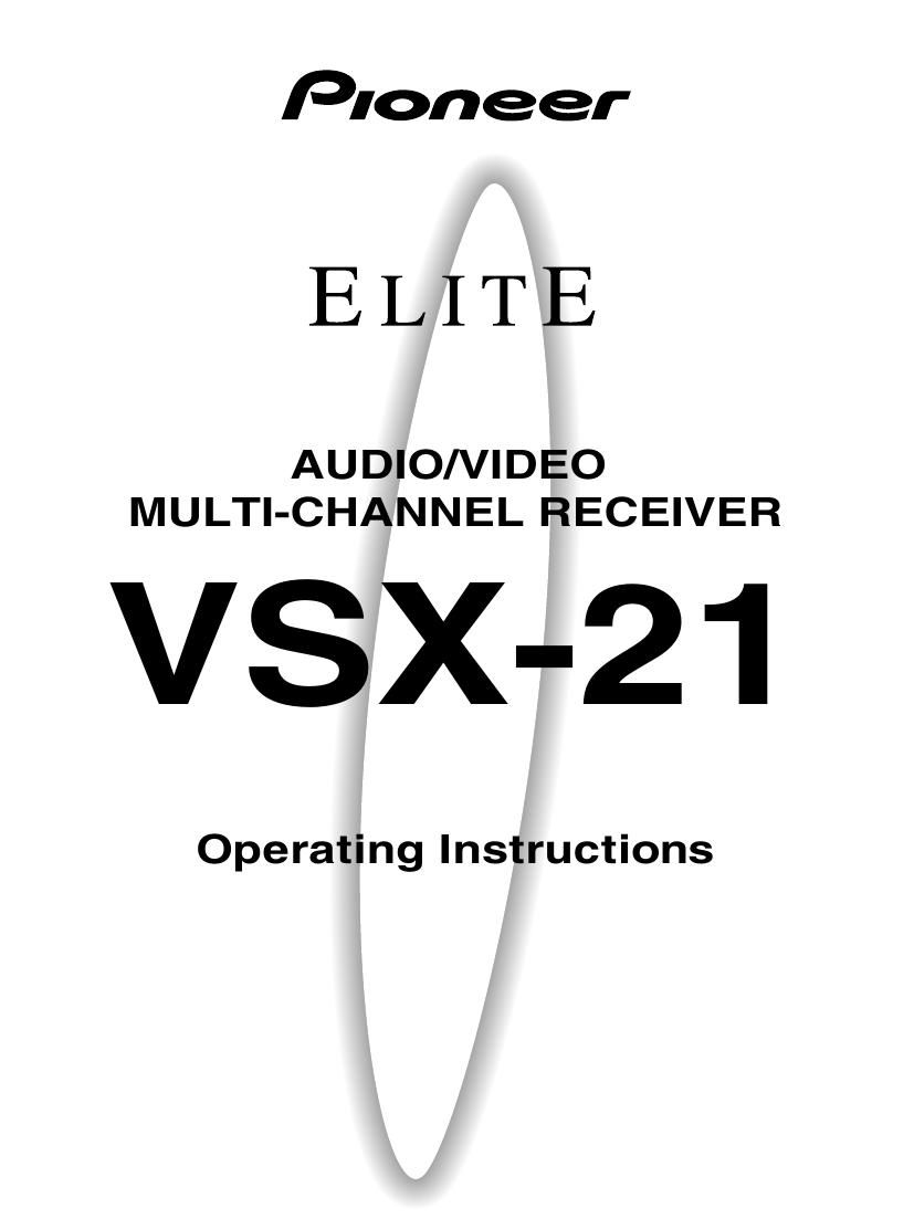 pioneer vsx 21 owners manual