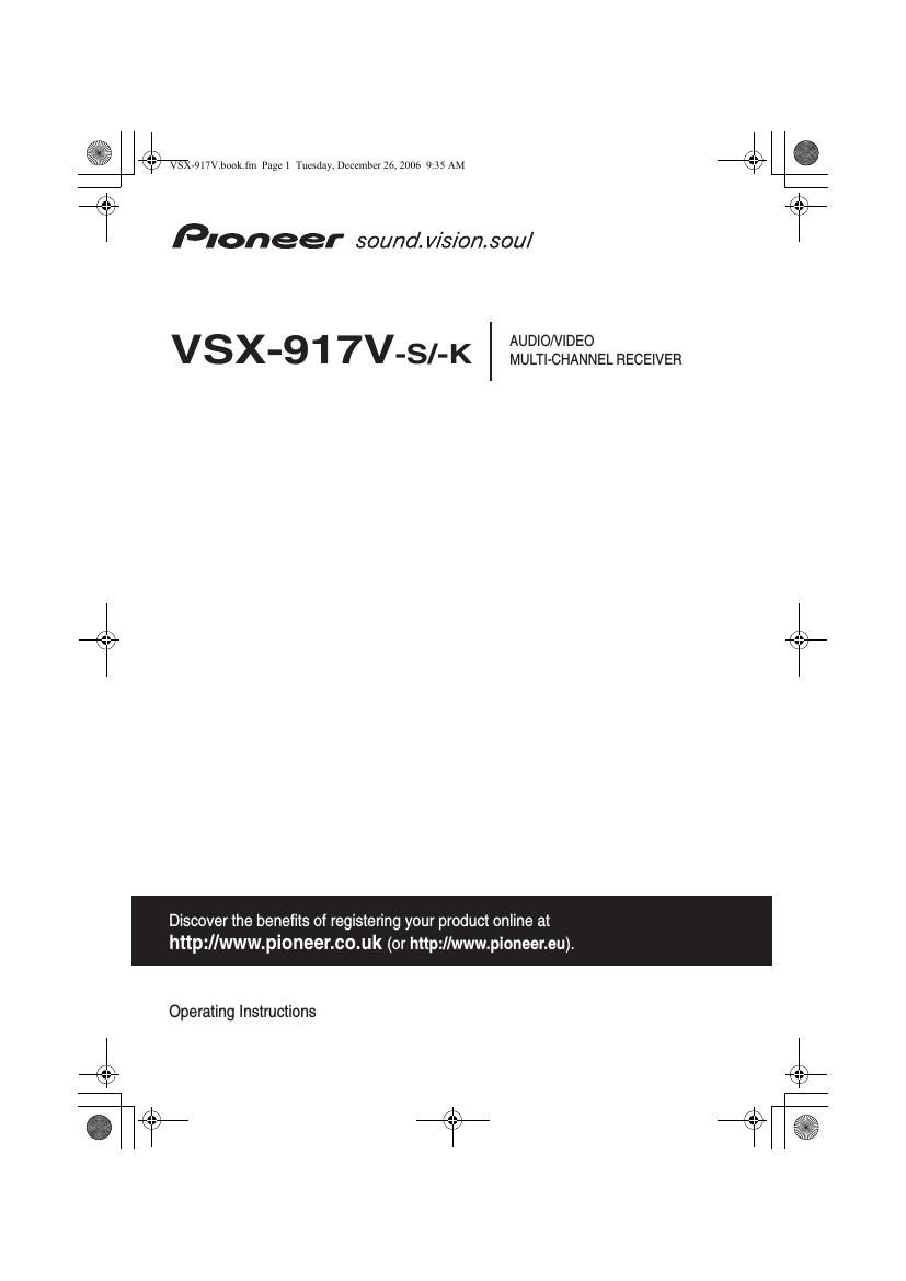 pioneer vsx 917 v owners manual