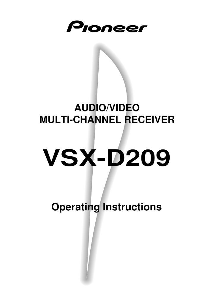 pioneer vsxd 209 owners manual