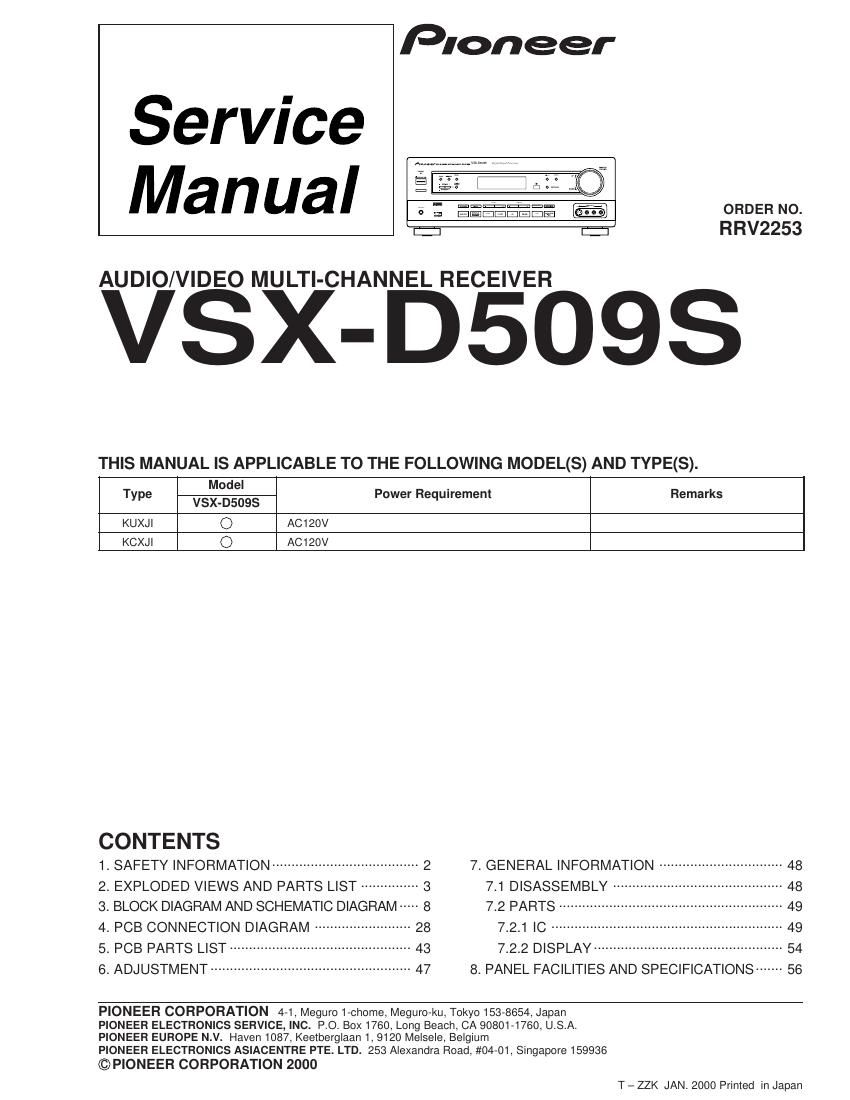 pioneer vsxd 509 service manual