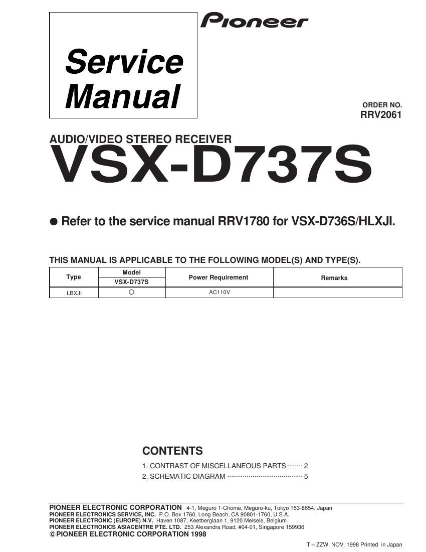 Free Audio Service Manuals - Free download pioneer vsxd 737 service manual