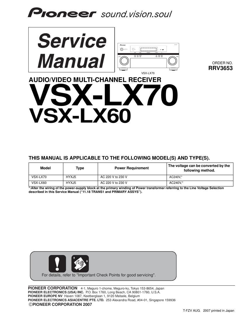 pioneer vsxlx 60 schematic