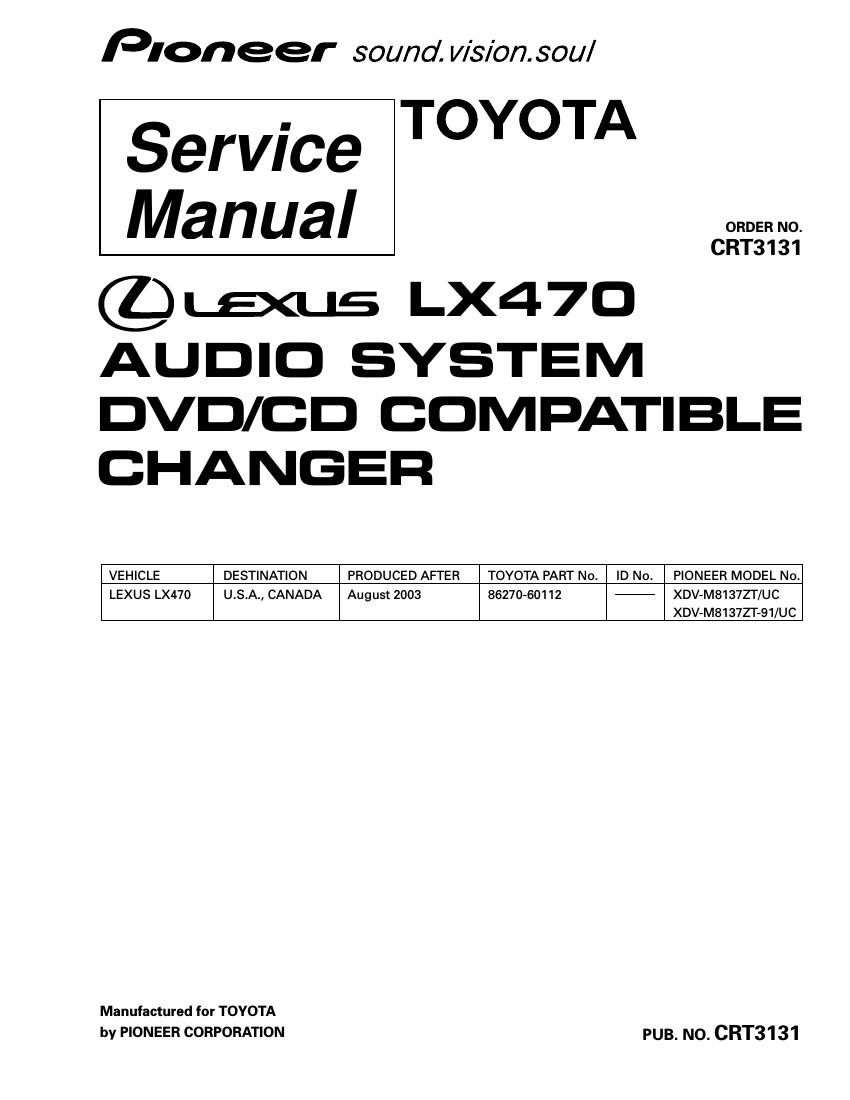 pioneer xdvm 8137 zt service manual