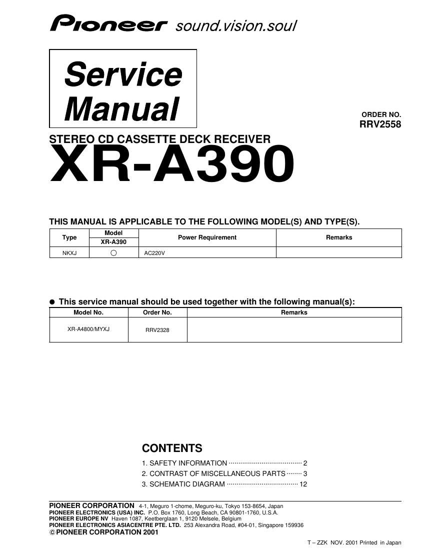 pioneer xra 390 service manual 2