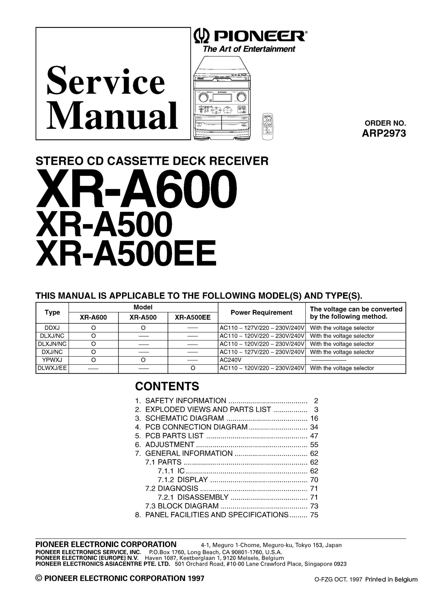 pioneer xra 500 ee service manual