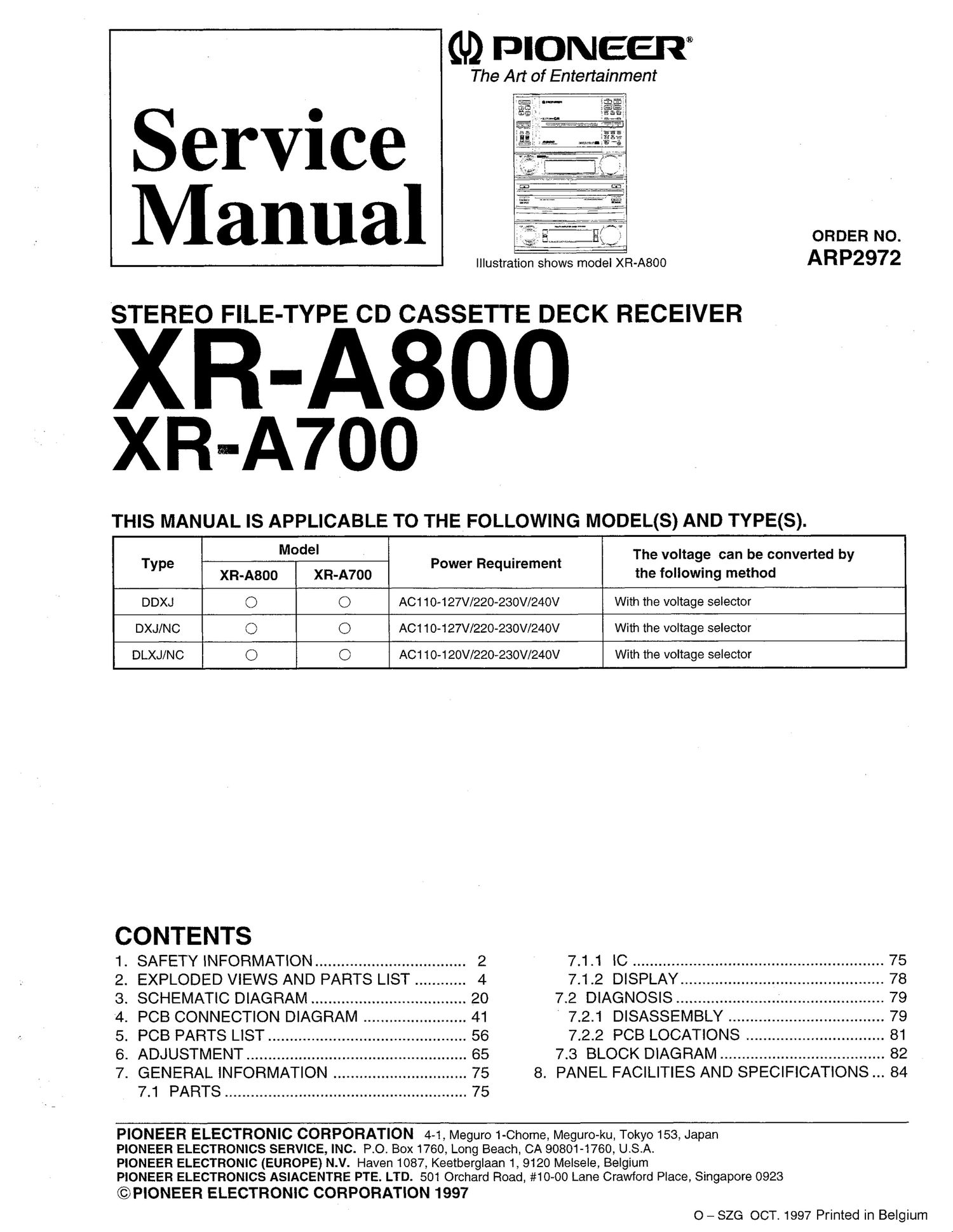 pioneer xra 700 service manual