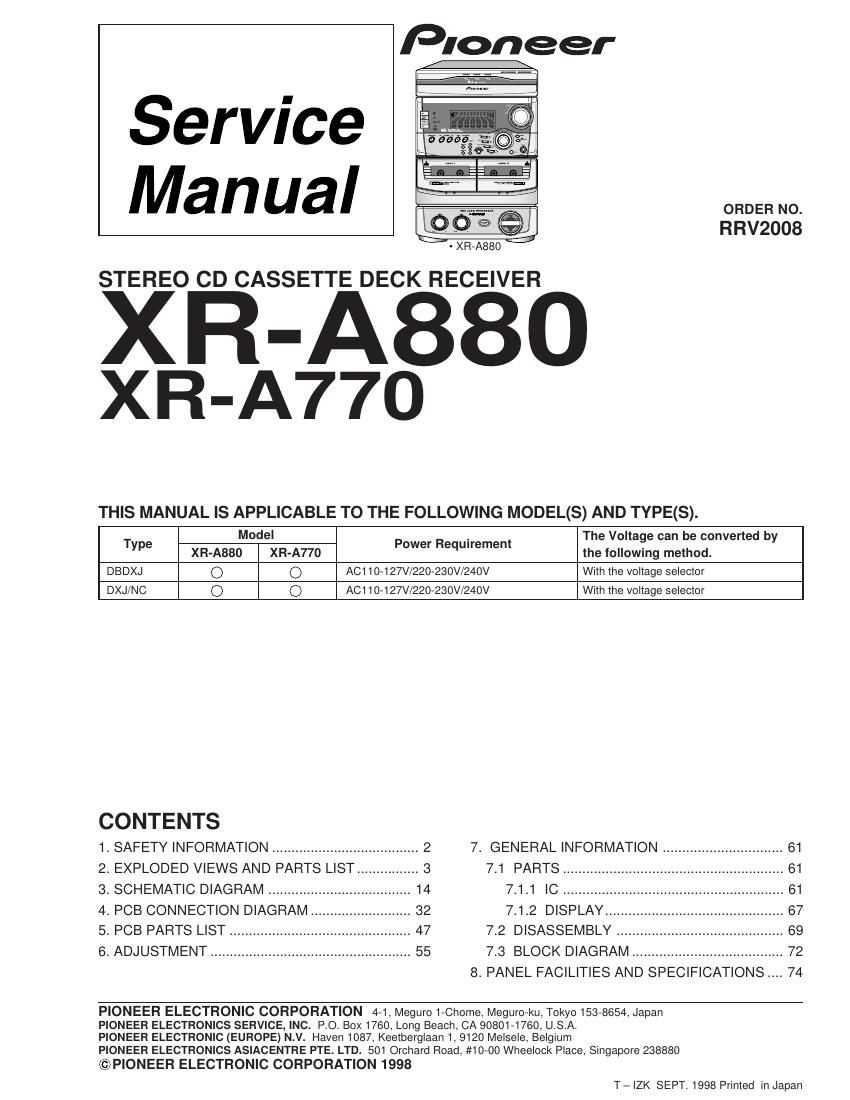 pioneer xra 770 service manual