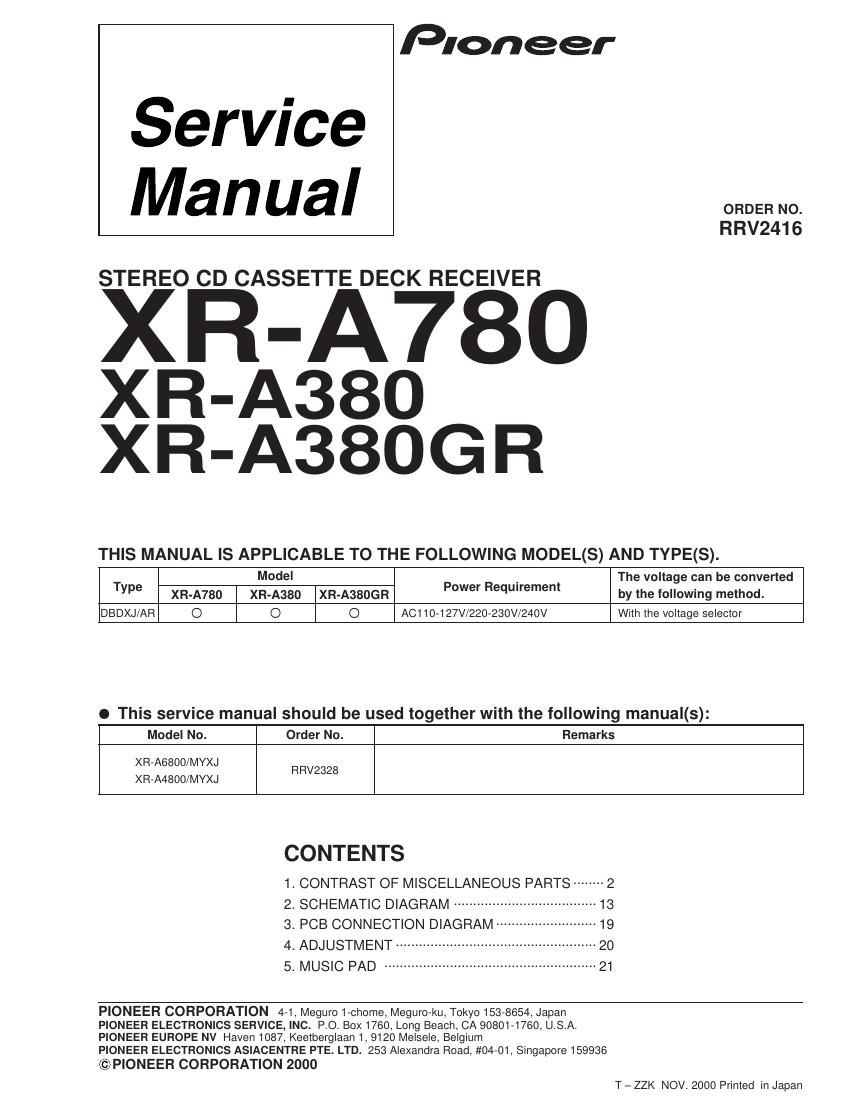 pioneer xra 780 service manual