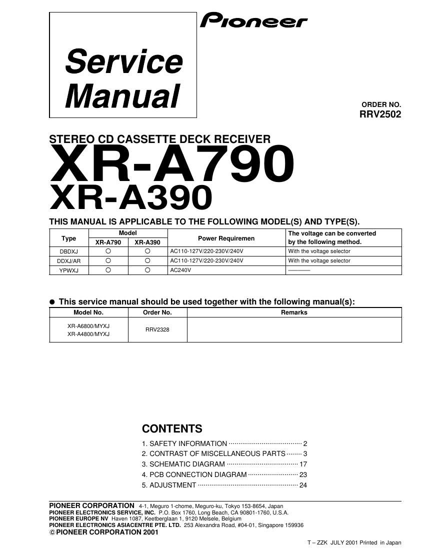 pioneer xra 790 service manual